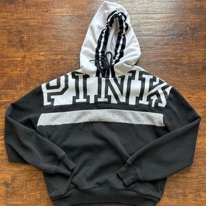 PINK Victoria's Secret Black and White Logo Hoodie Sweater